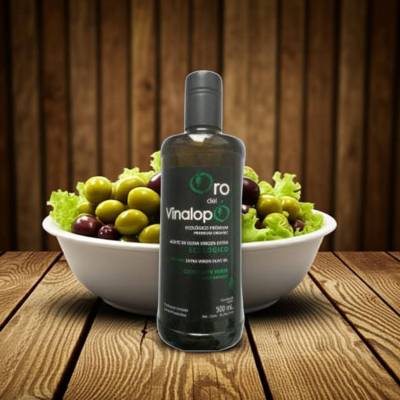 Ekologiczna zielona oliwa z oliwek Extra Virgin ORO DEL VINALOPÓ verde w ciemnej butelce 0,5L